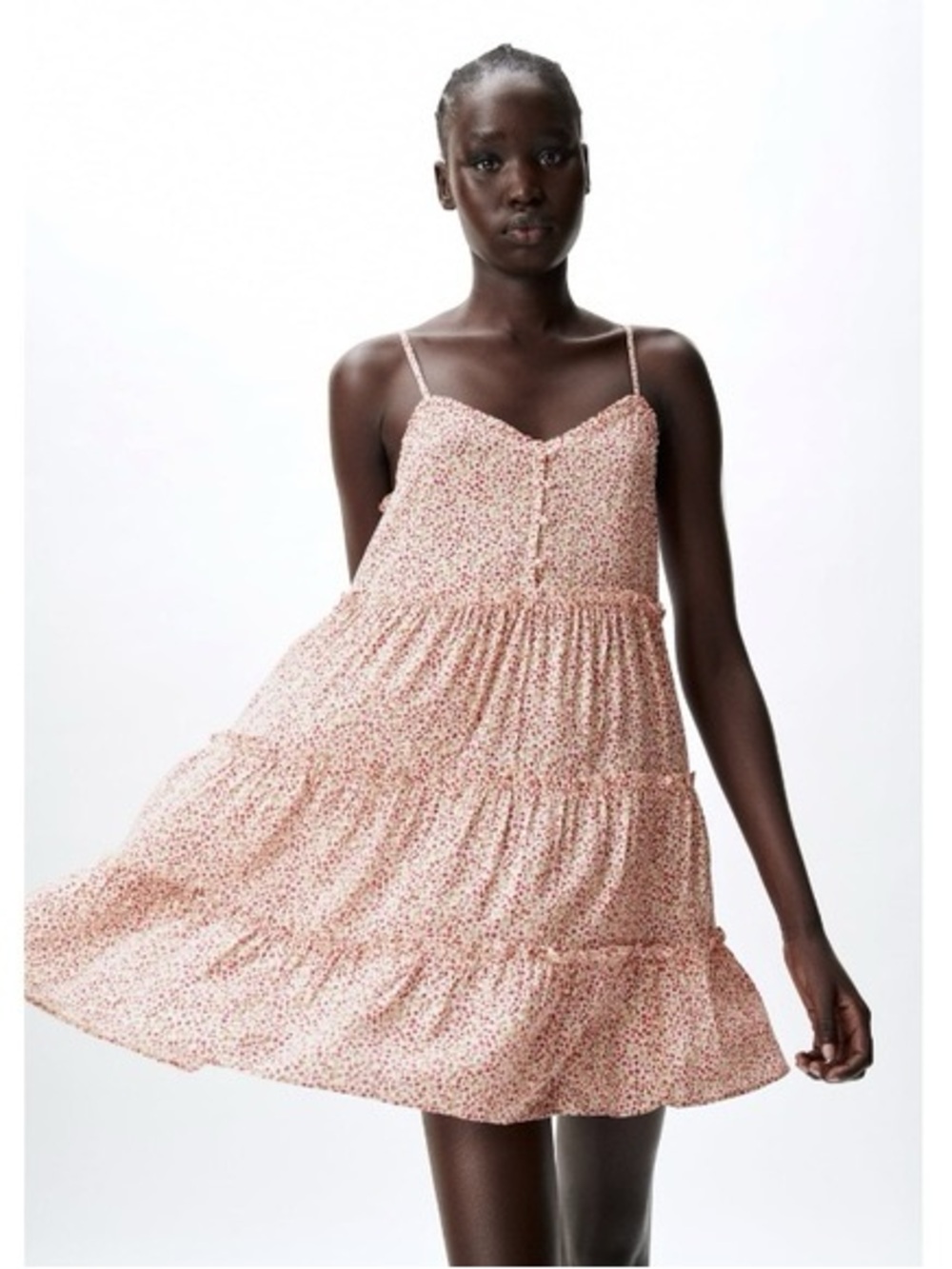 Zara Cream Dress with Pink Floral Print